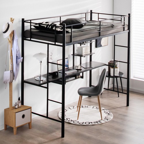 Single metal loft bed frame - single,
