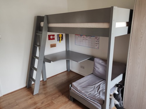 High loft bed with - desk, and